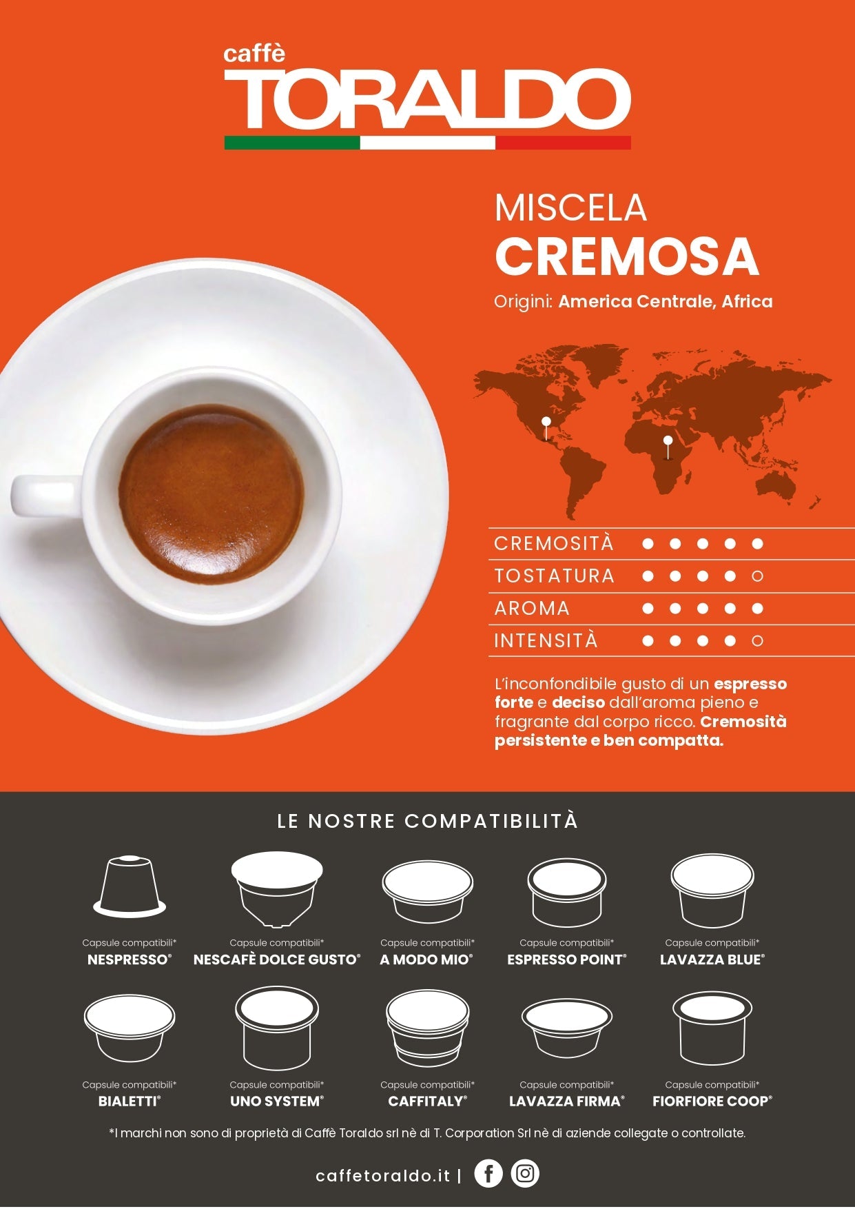 Capsule caffè Toraldo Cremosa compatibili Caffitaly