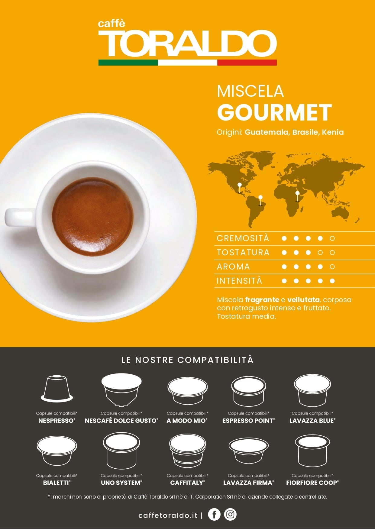 Capsule caffè Toraldo Gourmet compatibili Nespresso