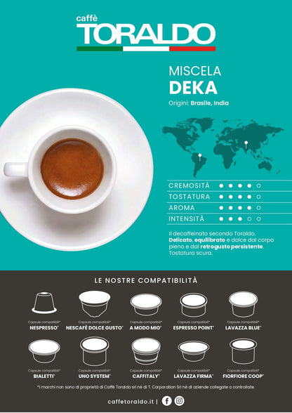 Capsule caffè Toraldo decaffeinato compatibili A Modo Mio