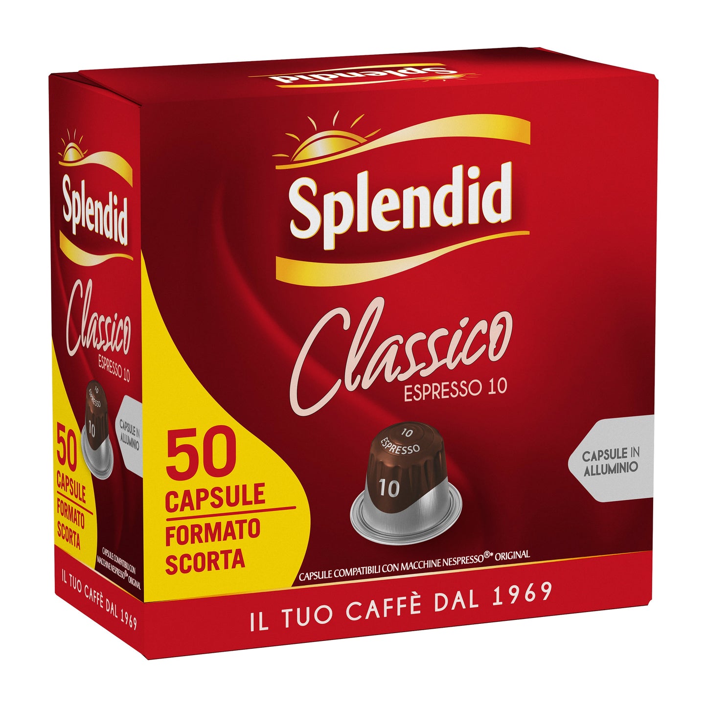 Capsule in alluminio caffè Splendid CLASSICO compatibili Nespresso (confezioni da 50)