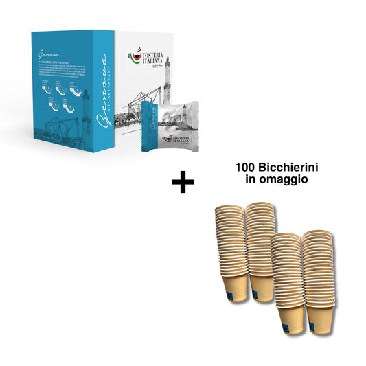 [PROMO] Capsule Tosteria Italiana miscela Genova DEK comp. A Modo Mio + bicchierini omaggio