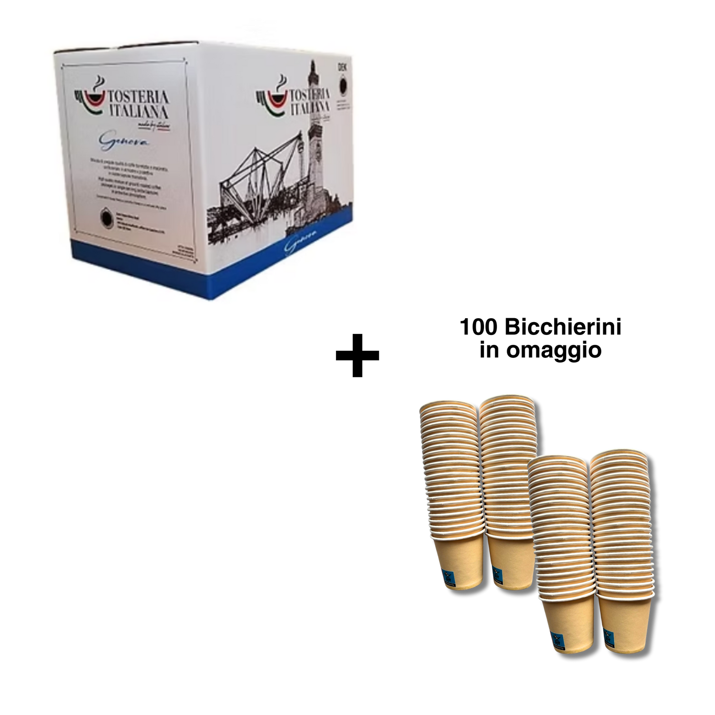 [PROMO] Cialde in carta ese 44 mm Tosteria Italiana miscela Genova Dek + bicchierini omaggio