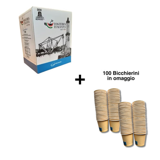 [PROMO] Capsule Tosteria Italiana miscela Genova DEK comp. Nespresso + bicchierini omaggio